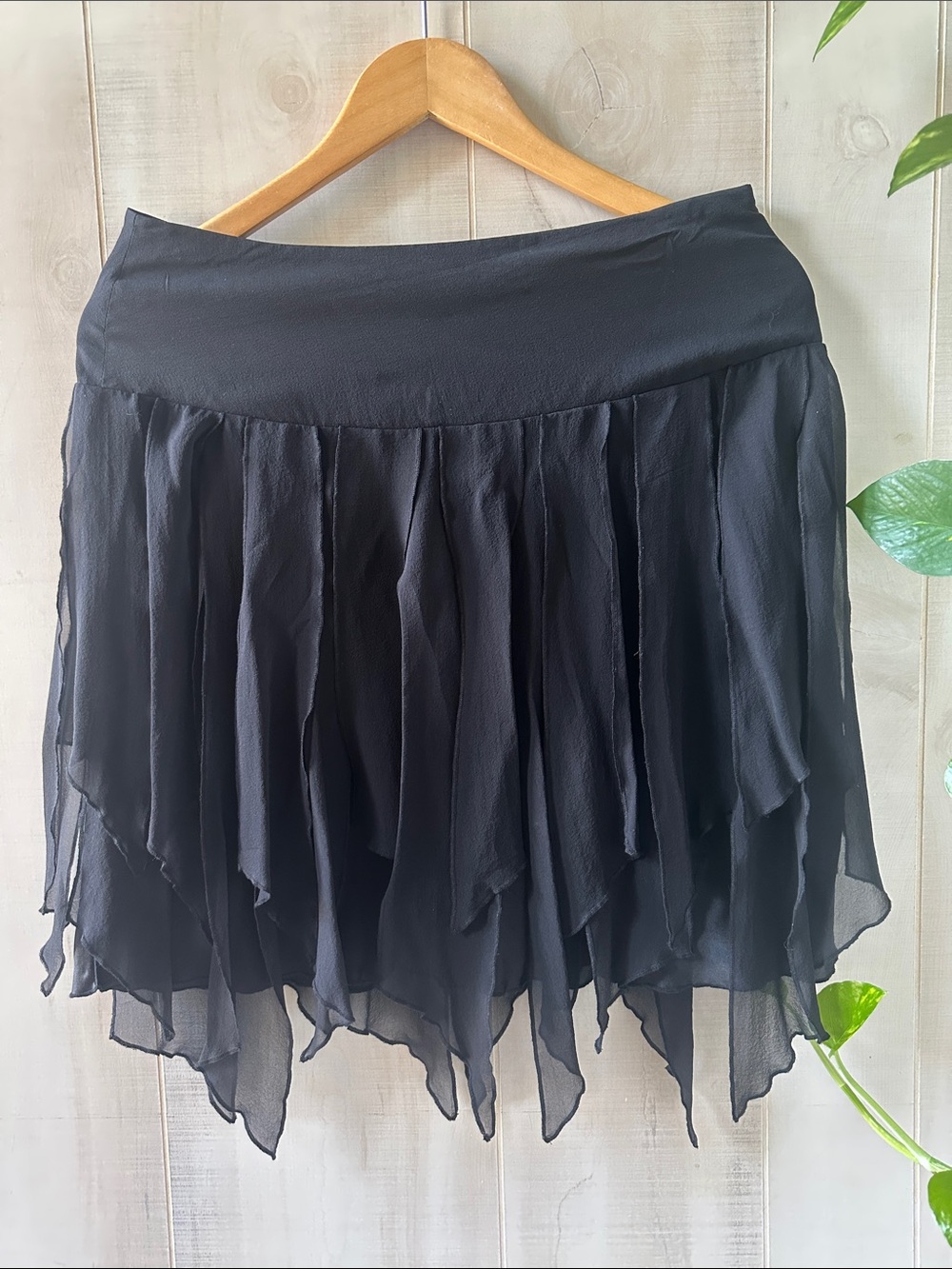 bebe Y2K silk Black Asymmetrical Layered Skirt